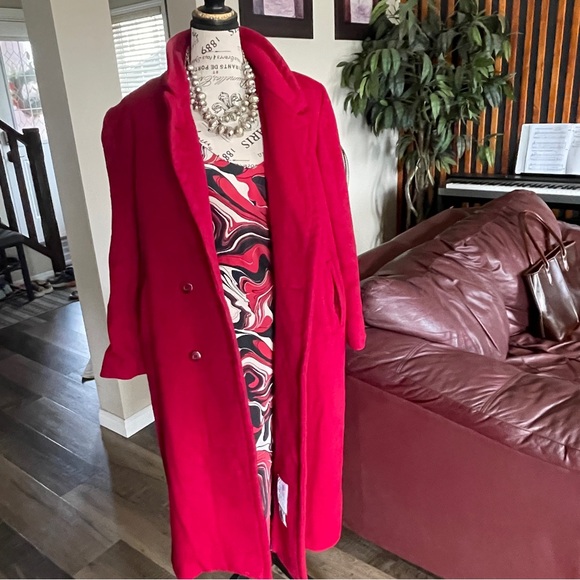 Vintage London Fog Red 100% Wool Lined Trench Coat Size 12-M - Picture 1 of 16